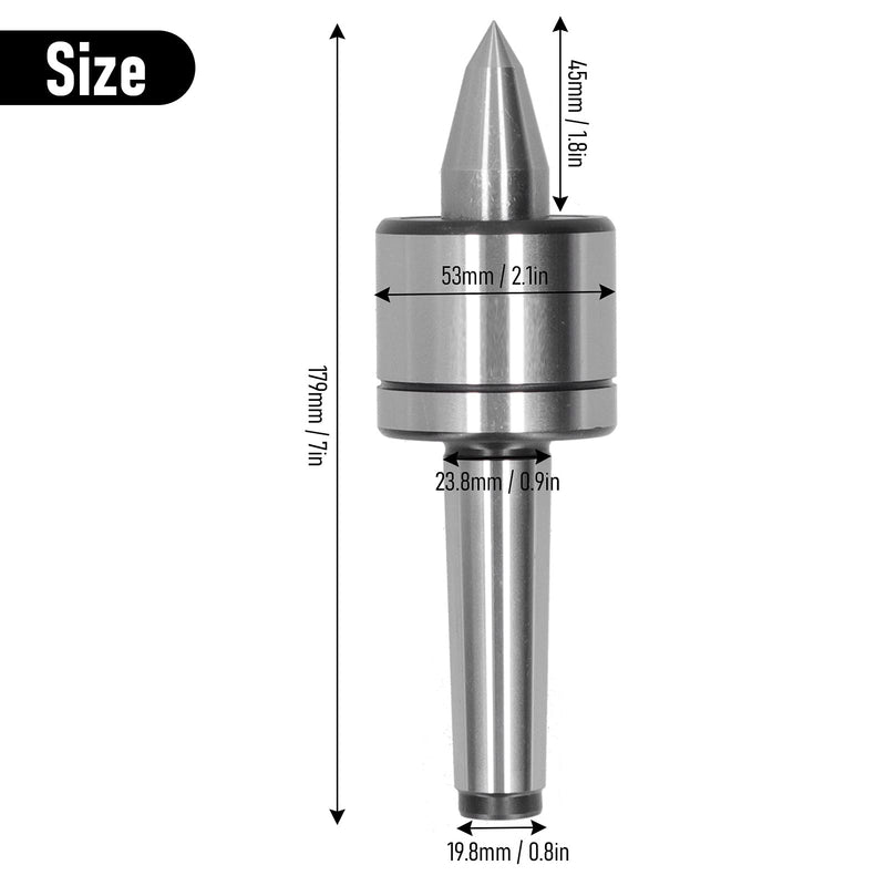  [AUSTRALIA] - Revolving Center, MT3 T10 Alloy Tool Steel, Rotating Morse Taper Tailstock and Lathe Woodworking Tool