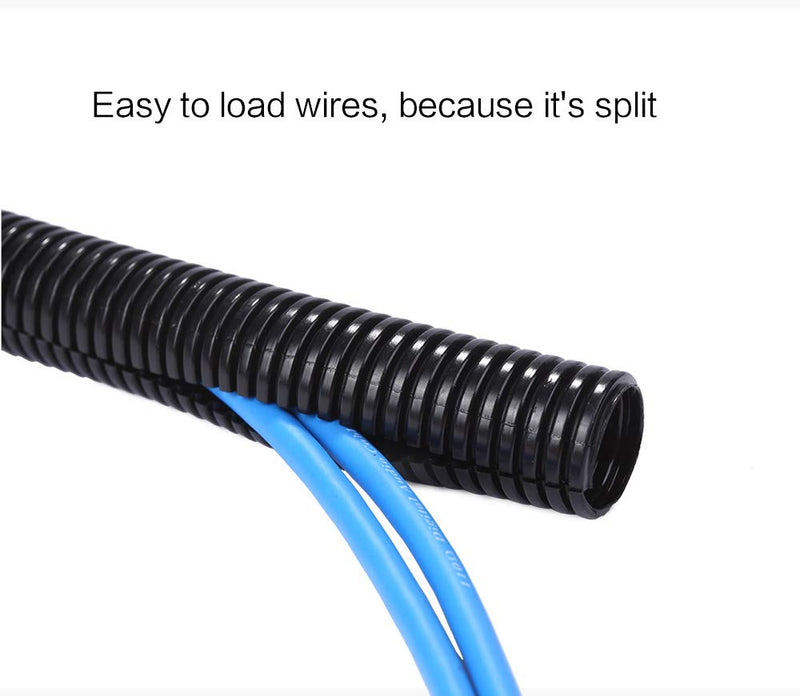  [AUSTRALIA] - Alex Tech 50ft – 1/4 inch Split Wire Loom Tubing Wire Conduit – Black 1/4"-50ft