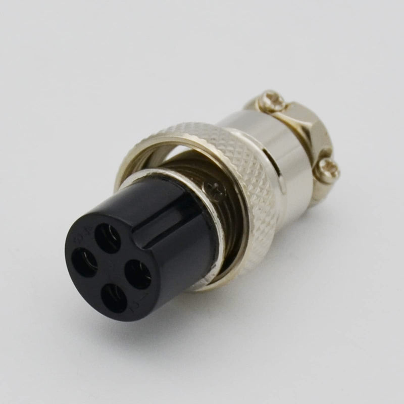  [AUSTRALIA] - Czyuntuo Aviation Plug Connector GX16 4 Pins Female Panel Metal Wire Connector 16mm Chassis Socket (5-Pack)