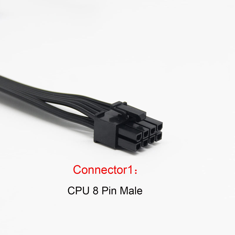  [AUSTRALIA] - XIWU CPU 8 Pin Male to Dual PCIe 2X 8 Pin (6+2) Male Power Adapter Cable for Corsair Modular Power Supply (25-inch+9-inch)