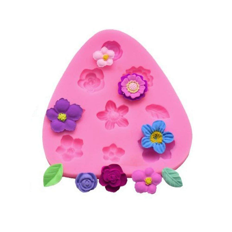  [AUSTRALIA] - Flower Fondant Cake Molds-5 Pcs-Daisy Flower,Rose Flower,Chrysanthemum Flower and Small Flower,Candy Silicone Molds Set for Chocolate Fondant Polymer Clay Soap Crafting Projects & Cake Decoration