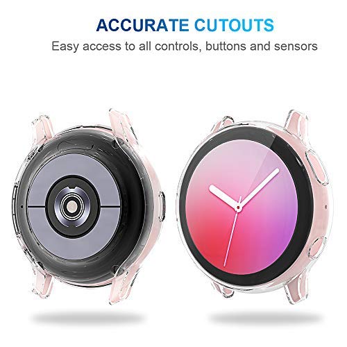 [2Pack] Tensea Compatible with Samsung Galaxy Watch Active 2 Screen Protector Case 40mm, Bumper Full Around Cover for Samsung Galaxy Watch Active2 40 (Clear, 40mm) Clear - LeoForward Australia