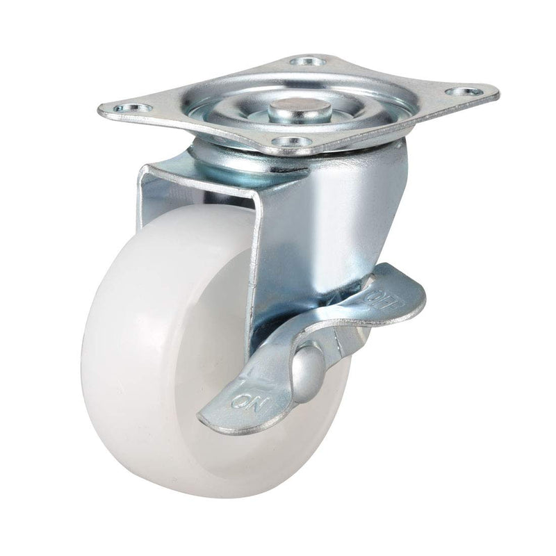  [AUSTRALIA] - uxcell Swivel Caster Wheels with Brake 2" Polypropylene with 360 Degree Top Plate 66LBS Capacity for Furniture Carts Workbench, White, Pack of 4