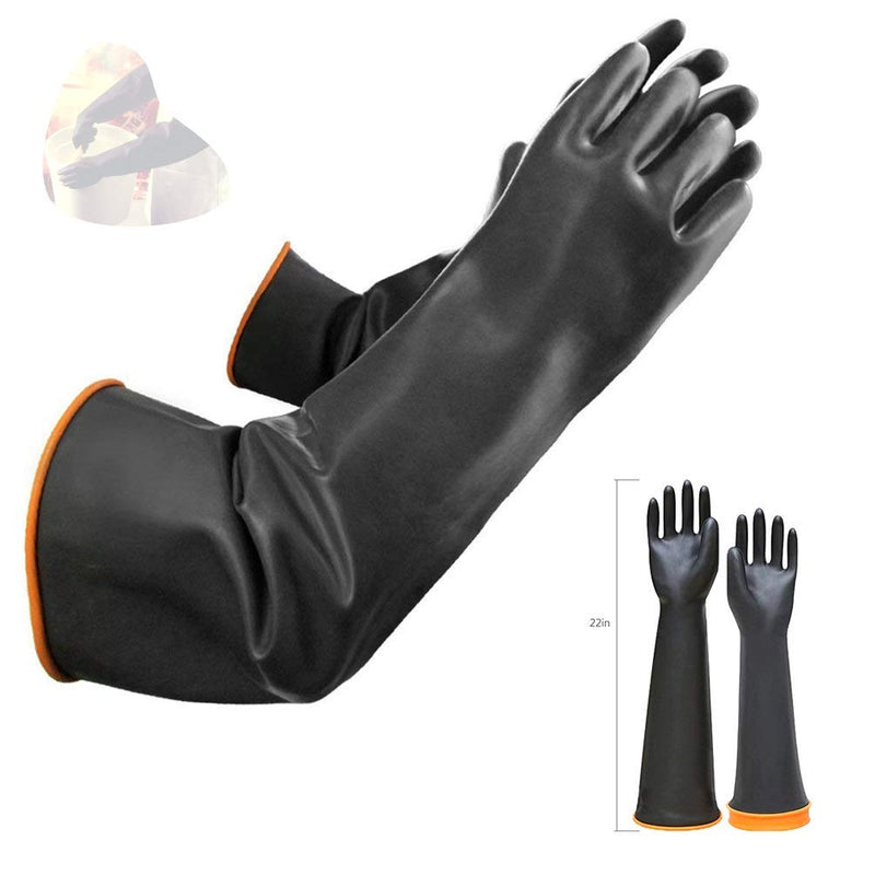  [AUSTRALIA] - 22" Latex Chemical Resistant Gloves Reusable Heavy Duty Industrial Rubber Gloves Dishwashing Gloves PPE Safety Work Long Cleaning Gloves Waterproof Resist Strong Acid, Alkali and Oil 1 Pair XL Size