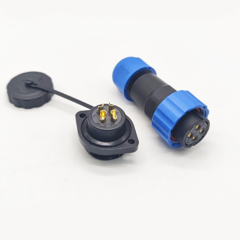  [AUSTRALIA] - Elecbee Connector Aviation Plug SP21 IP68 4 Pin Female Plug and Male Socket 2 Holes Flange Straight Waterproof and Dustproof Satellite Cable Connector