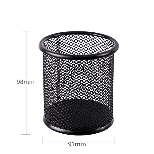  [AUSTRALIA] - Black Pen Holder Cup for Desk, Pencil Cup Holder, Black Wire Mesh Pen Cup for Desk Office Pen Organizer