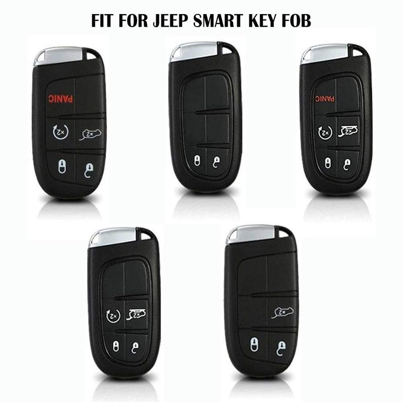 K LAKEY Key Fob Cover,Compatible with Jeep with Alloy Keychain Black - LeoForward Australia