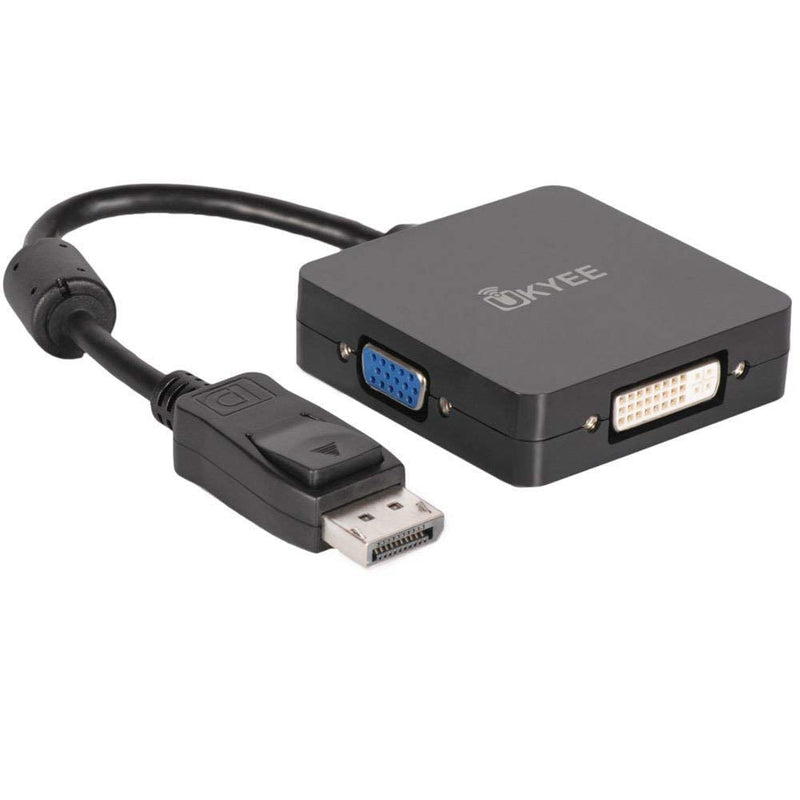  [AUSTRALIA] - Display Port to HDMI VGA DVI Adapter, UKYEE Multi-Function 3-in-1 DP DisplayPort to DVI HDMI VGA Converter Adapter 1080P@60Hz Male to Female - Black