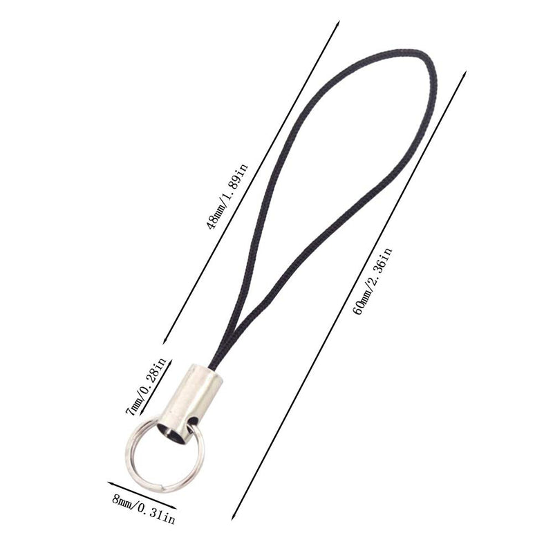 MOTZU 300 Pieces Silver Tone Black Lanyard Cell Phone Charm Split Ring Strap, Lobster Clasp Lariat Cord Strap for Mobile Cell Phone/Mp3/Mp4/USB Flash Drive/Charms/Keyring and More, 2.36inches - LeoForward Australia