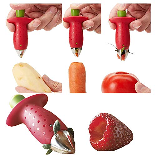  [AUSTRALIA] - Strawberry Huller Stem Remover and Strawberry Slicer Set,Potatoes Pineapples Carrots Tomato Corer Slicer Cherry Pitter,Fruit Picker Stalks Tools,Stainless Steel Blade Kitchen Tools and Gadgets