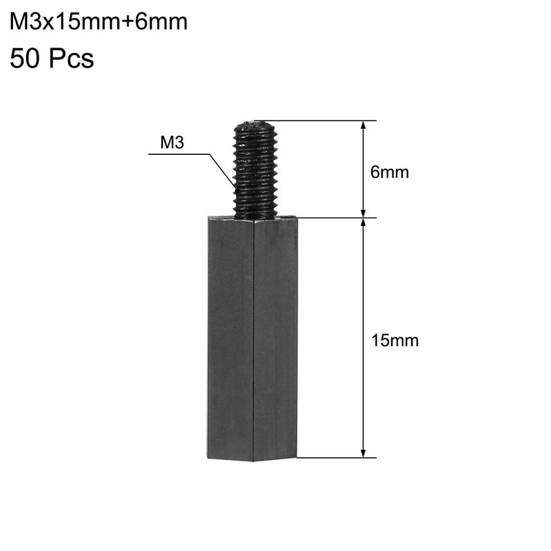 uxcell M3x15mm+6mm Male-Female Hex Nylon PCB Motherboard Spacer Standoff for FPV Drone Quadcopter, Computer & Circuit Board Black 50pcs - LeoForward Australia