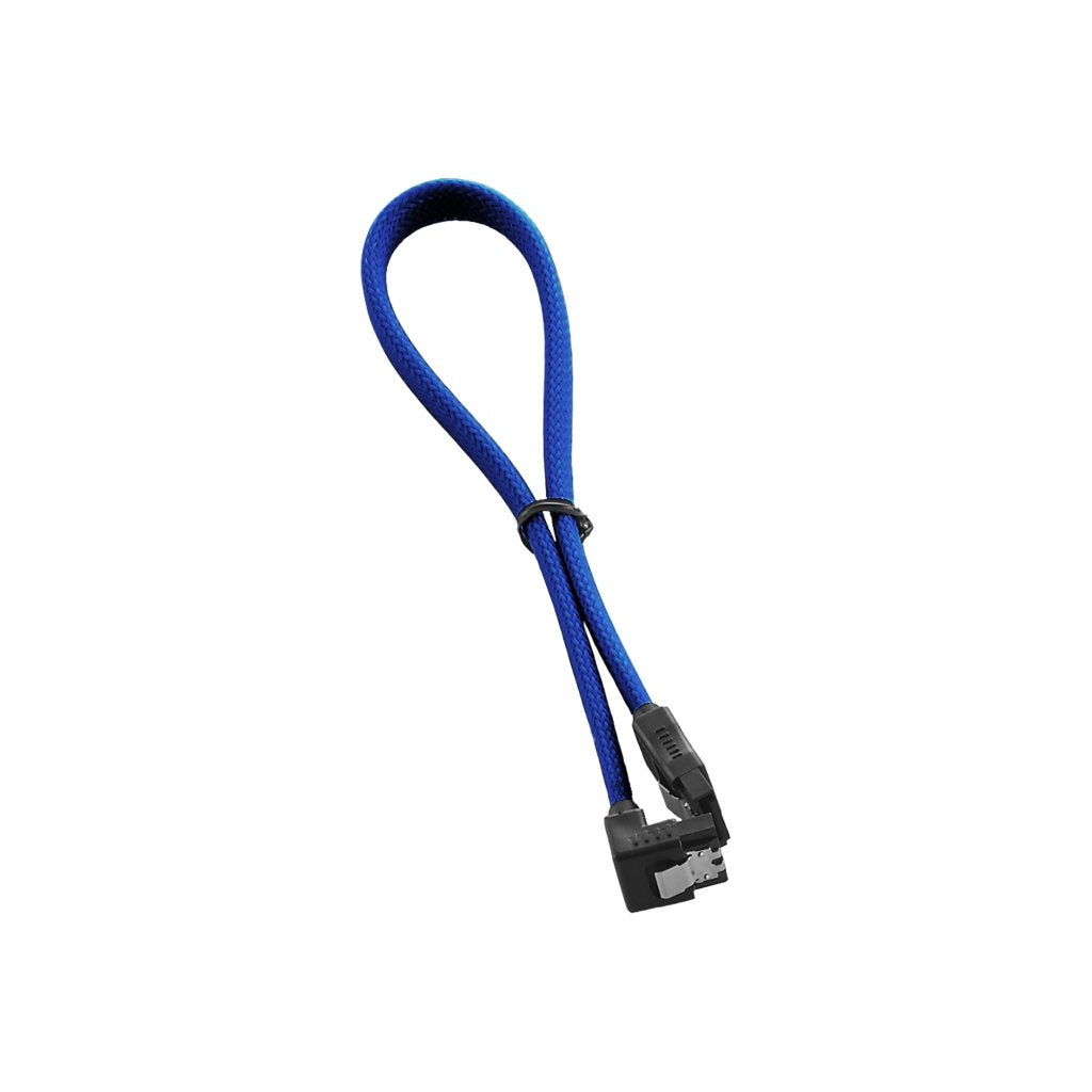  [AUSTRALIA] - CableMod ModMesh Sleeved Right Angle SATA 3 Cable (Blue, 30cm) Right Angle 30CM Blue