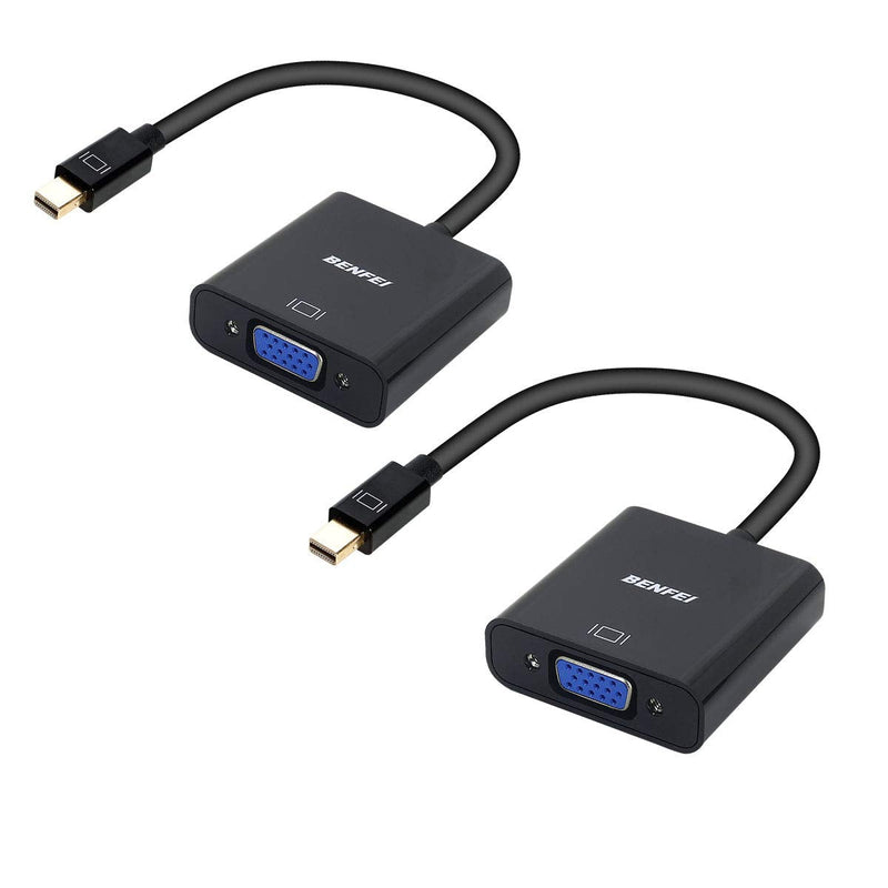  [AUSTRALIA] - Mini DisplayPort to VGA 2 Pack, Benfei Mini DP Display Port to VGA (Thunderbolt Compatible) Male to Female Adapter Compatible for ThinkPad SurfacePro PC