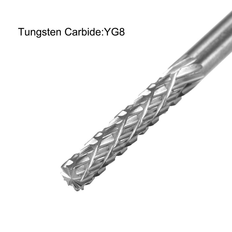 uxcell Tungsten Carbide Rotary Files 1/8" Shank, Double Cut Top Toothed Cylinder Shape Rotary Burrs Tool 3mm Dia, for Die Grinder Wood Soft Metal Polishing Model Engineering, 3pcs - LeoForward Australia