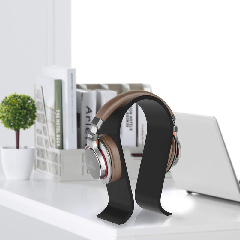  [AUSTRALIA] - Geekria Acrylic Omega Headphone Stand for Over-Ear Headphones, Gaming Headset Stand, Desk Display Hanger Compatible with Sony, AKG, Sennheiser, JVC, Philips, Bang & Olufsen Headsets (Black)