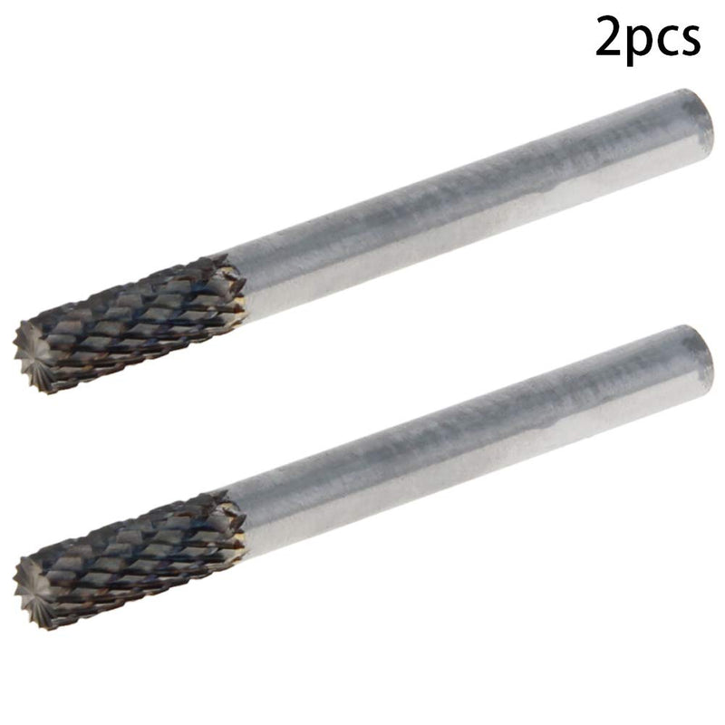 Utoolmart Tungsten Carbide Rotary Files 6mm Shank, Double Cut Top Toothed Cylindrical Shape Rotary Burrs Tool 6mm Dia, for Die Grinder Drill Bit Wood Soft Metal Carving Polishing, 2pcs Axe0616m6 [double groove] 2pcs - LeoForward Australia