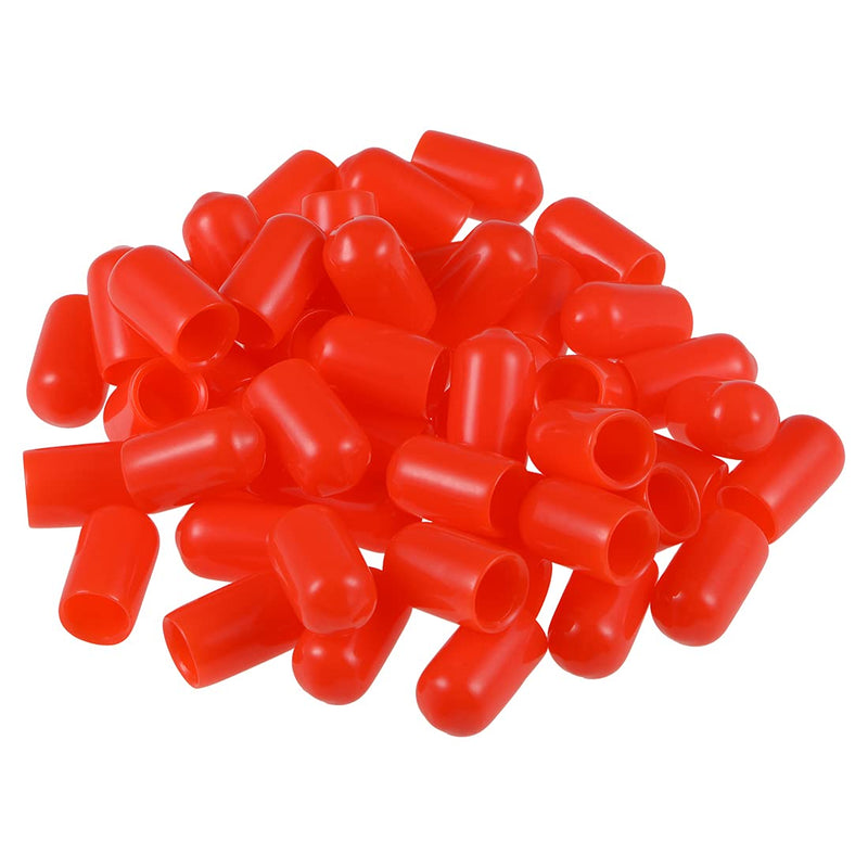  [AUSTRALIA] - uxcell 50pcs Rubber End Caps 7.5mm ID Vinyl Round Tube Bolt Cap Cover Screw Thread Protectors Red