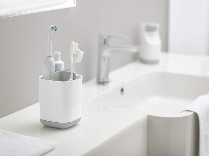  [AUSTRALIA] - Joseph Joseph 70509 EasyStore Toothbrush Holder Bathroom Storage Organizer Caddy, Small, Gray Small Toothbrush Caddy