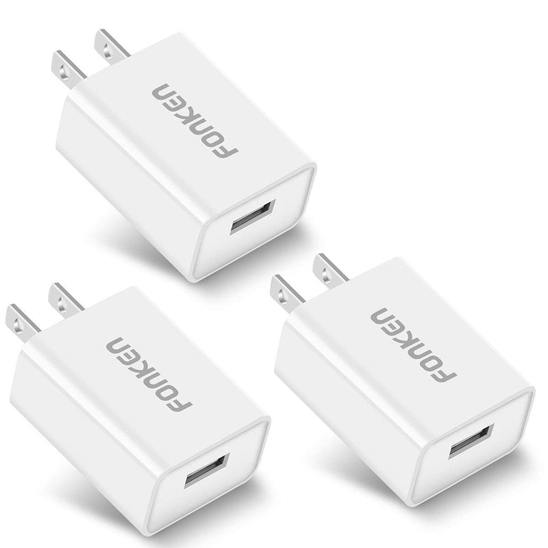  [AUSTRALIA] - [3-Pack] Quick Charge 3.0, FONKEN 18W 3Amp USB Wall Charger Adapter Fast Charger Plug Compatible with Samsung Galaxy S7 S6, Note 5/4, LG G5 V10, Nexus 6,HTC10 (White) White