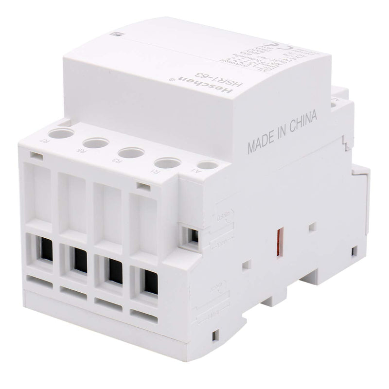  [AUSTRALIA] - Heschen Household AC Contactor, HSR1-63, Ie 63A, 4 Pin, Four Normally Closed, AC 12V Coil Voltage, 35mm DIN Rail Mount