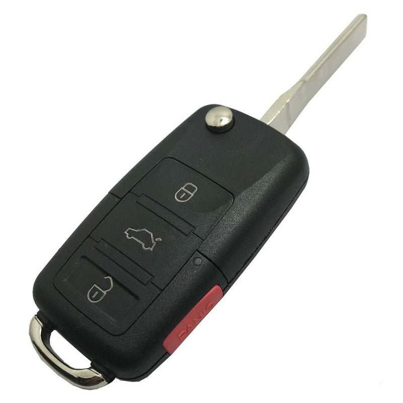 Horande 4 Buttons Replacement Flip Remote Entry Key Fob Case Shell Fits for VW Volkswagen Jetta Passat Golf Beetle Rabbit GTI CC EOS Key No Chips - LeoForward Australia