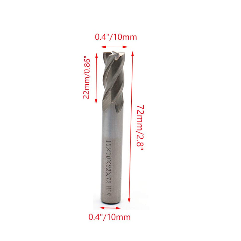  [AUSTRALIA] - Rannb End Mill Cutter 4-Flute CNC Bit 10mm/0.4" Cutting Dia and Shank Dia - Pack of 2 0.4“ x 0.4” 2pcs