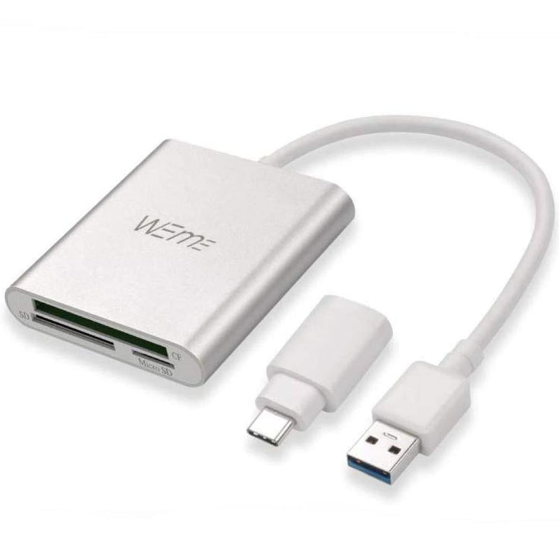 Compact Flash CF Card Reader, WEme Aluminum Multi-in-1 USB 3.0 Micro SD Card Reader with 2-in-1 Type C Adapter for PC, Mac, Macbook Mini, USB C Devices, Support Sandisk/ Lexar UHS, SDHC Memory Card USB-C card reader - LeoForward Australia