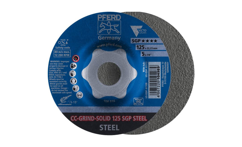  [AUSTRALIA] - PFERD grinding disc CC-Grind Solid SGP STEEL 125mm