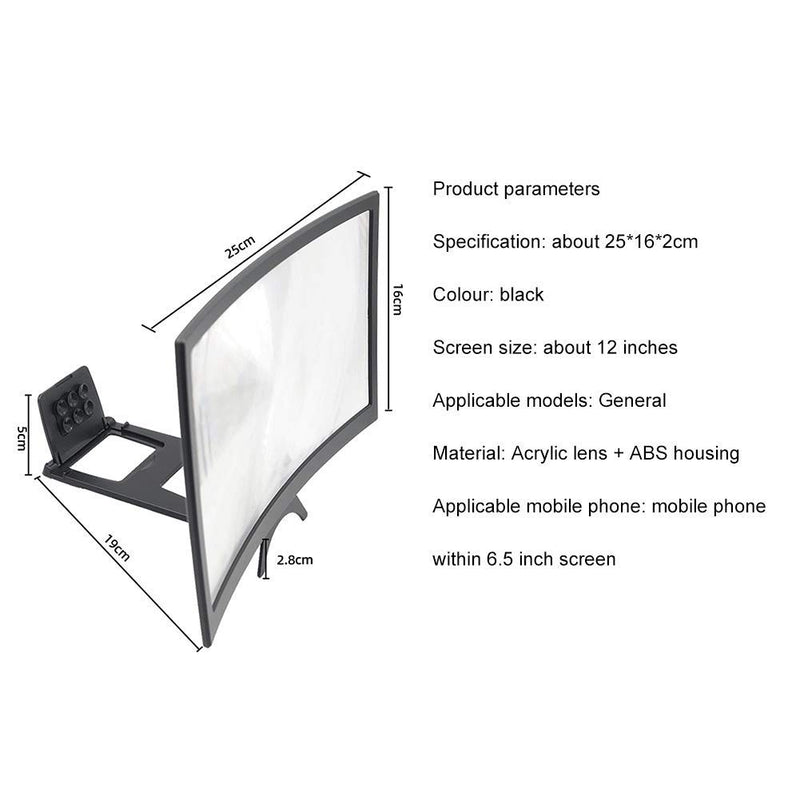  [AUSTRALIA] - CHANGAIDA 12 Inch 3D Curved HD Phone Screen Amplifier Foldable Phone Holder Suit for All Smartphones