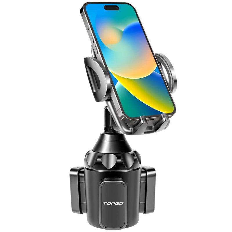  [AUSTRALIA] - TOPGO Cup Holder Phone Mount, Cup Phone Holder for Car [Secure & Stable] Cup Holder Phone Holder Cell Phone Automobile Cradle for iPhone 14, Samsung and More Smart Phone -Black Black 8 inch