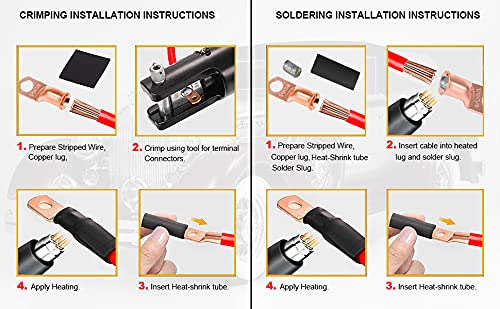  [AUSTRALIA] - TKDMR 10pcs 1/0 AWG-3/8" Battery Lugs,Heavy Duty Wire Lugs,Ring Terminals,Battery Cable Ends,0 Guage terminals,Battery Terminal Connectors with 10pcs 3:1 Heat Shrink Tubing 1/0 Awg - 3/8" (M10) Ring 10