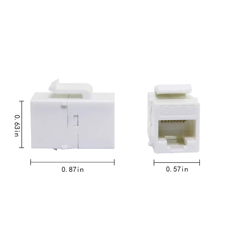  [AUSTRALIA] - RuiLing 5pcs RJ45 CAT6 Keystone Inline Jack Coupler for Wall Plate Outlet Panel,UTP Insert Coupler Adapter Socket Connector Port (White) WHITE