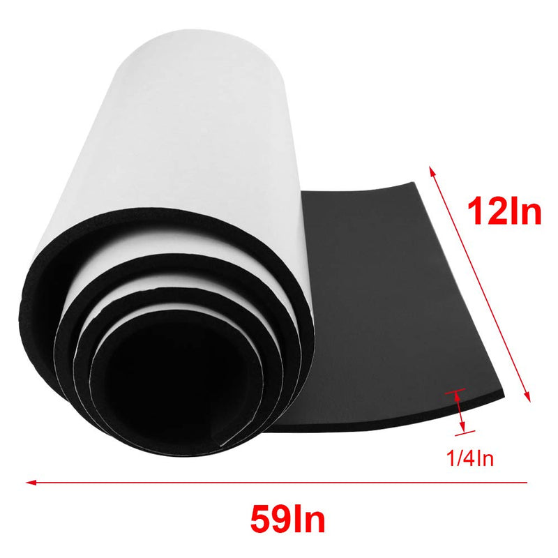  [AUSTRALIA] - Foam Insulation Neoprene Sheets with Adhesive,Multi-Function Soundproof Large Marine Closed Cell Neoprene Rubber Roll (W：12 Inch T:1/4 Inch L:59 Inch,Black) 12 in x 59 in x 1/4 in Black