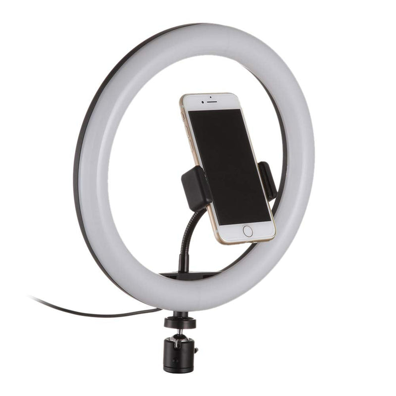  [AUSTRALIA] - Fotga 10" Selfie LED Ring Light w/Cell Phone Holder,Dimmable 3 Light Mode 3000K-5000K,for Live Stream Makeup,YouTube Vimeo Tiktok Vlog Video Shooting,Photography Lighting,1/4" Screw Mount,USB Power