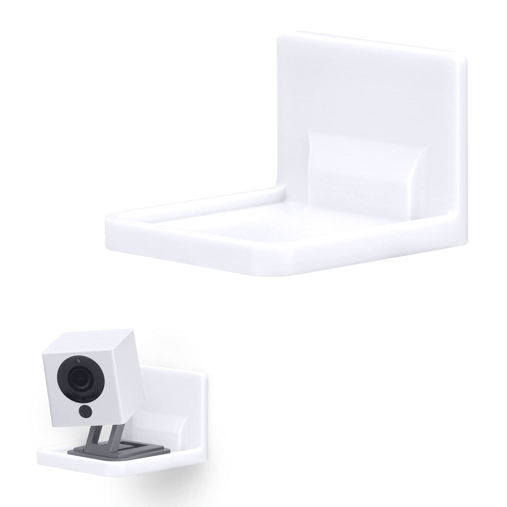  [AUSTRALIA] - BRAINWAVZ 3.5" Small Floating Shelf, Square, No Screws, Stick On Adheasive Wall Mount for Security Cameras, Baby Monitors, Speakers, Plants, Decor, Organizer, Storage & More (White)