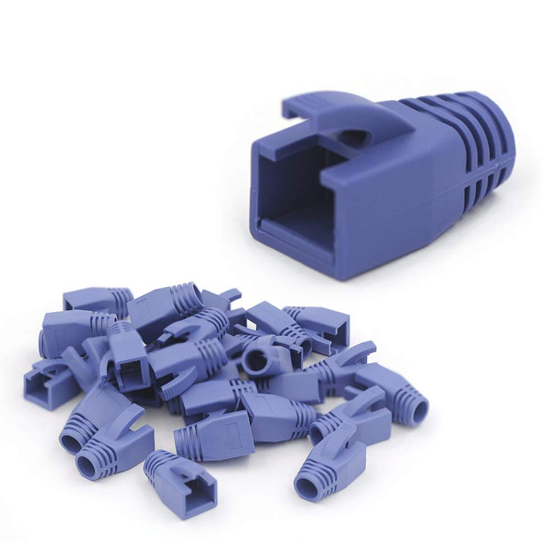  [AUSTRALIA] - VCE 30-Pack Soft Plastic Cat6A/Cat7 Ethernet RJ45 Cable Cap Connector Boots Plug Cover Strain Relief Boots-Blue Blue