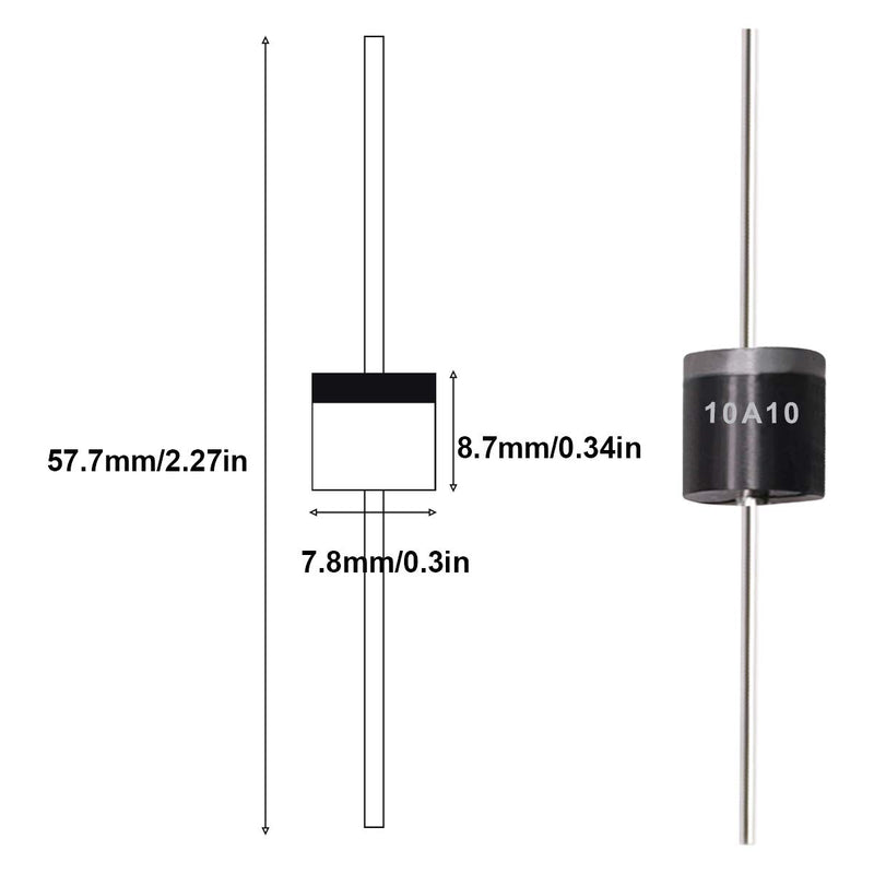 Tnisesm 20 Pcs 6A10, 10A10, 20A10 Rectifier Diode Kit 1000 Volt Electronic Silicon Diodes 6A10-10A10-20A10 - LeoForward Australia