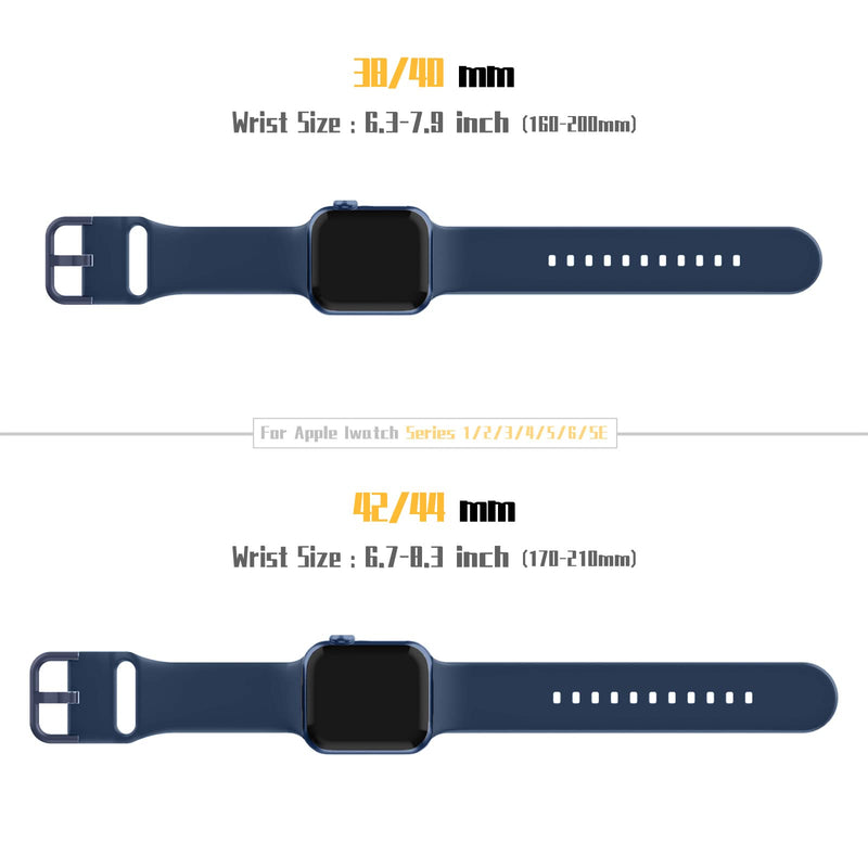  [AUSTRALIA] - Adepoy Compatible with Apple Watch Bands 41mm 40mm 38mm, Soft Silicone Sport Wristbands Replacement Strap with Classic Clasp for iWatch Series SE 7 6 5 4 3 2 1 for Women Men, Abyss Blue 38/40/41mm 38mm/40mm/41mm