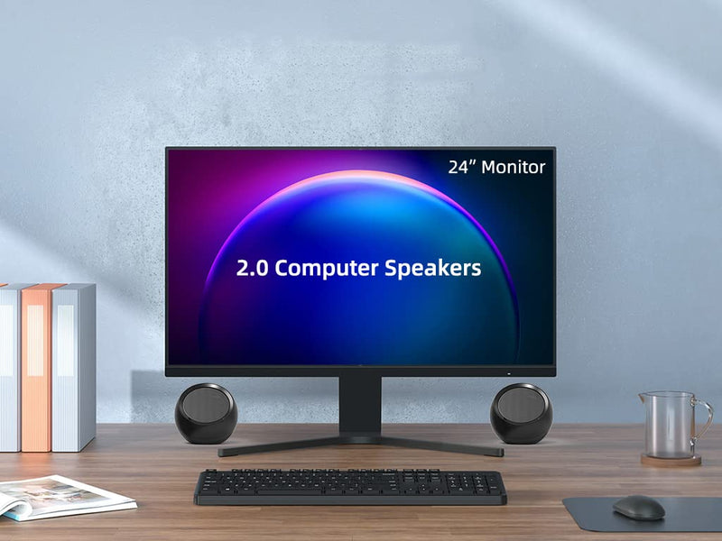  [AUSTRALIA] - [USB-Only] Computer Speakers for PC, Desktop, Laptop, Small USB-Powered External Speakers with 2.0 Stereo Crystal-Clear Sound, Plug-n-Play, Direct Volume Control… Double