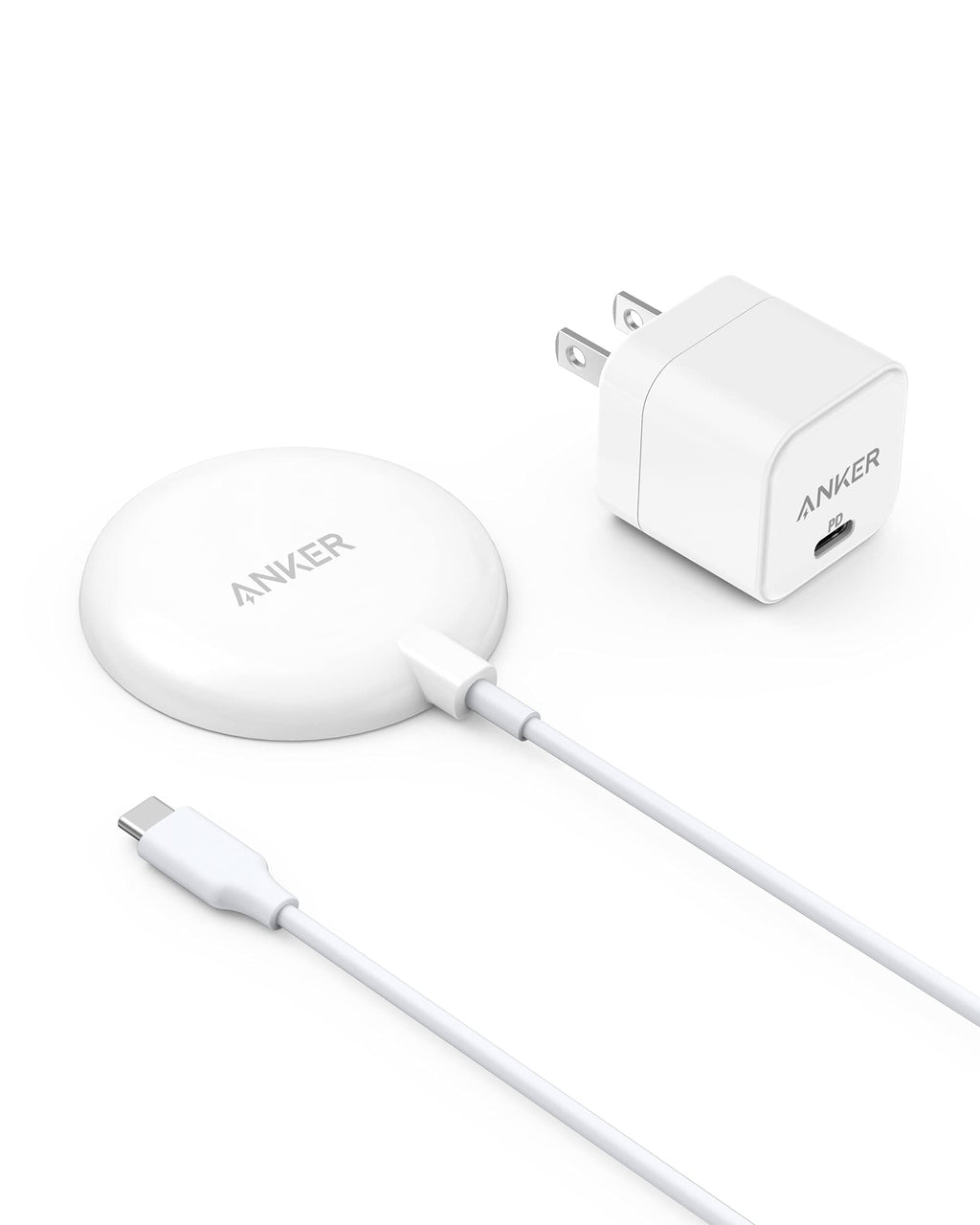  [AUSTRALIA] - Anker 7.5W Magnetic Wireless Charger with USB-C Charger Bundle, 5 ft Built-in USB-C Cable, 313 , (Pad) Only for iPhone 14/14 Pro/14 Pro Max/13/13 Pro Max With charger