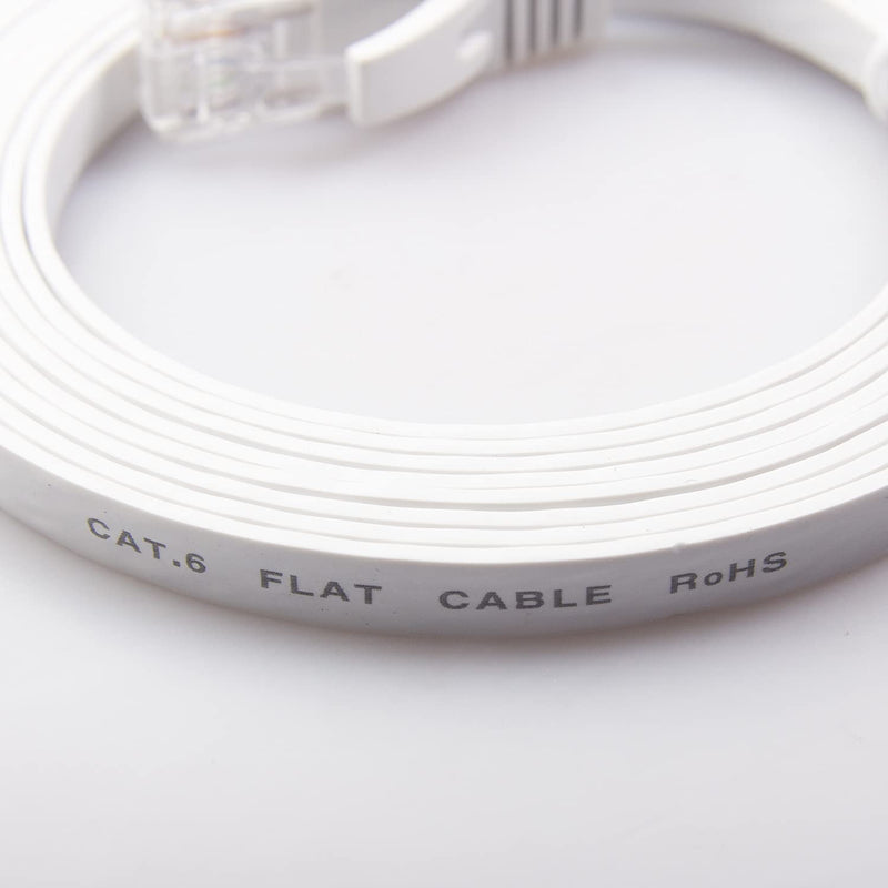  [AUSTRALIA] - Cat 6 White Flat Shielded Ethernet Network Cable (6 FT 2 Pack), REXUS High Speed 10Gbps LAN Wires Internet Patch Cable with RJ45 Connector Faster Than Cat5/Cat5e (C6F20Bx2) Cat6 - 6.6 FT * 2 PCS