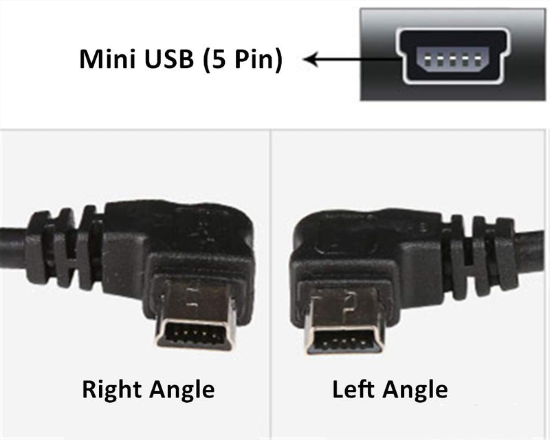  [AUSTRALIA] - LARRITS 10FT 3M USB 2.0 A to Mini B USB 5 Pin Cable 90 Degree Right Angle Data Sync Charge Cord with 5pc Wiring Clips for Garmin Nuvi GPS Car Dash Cam Camera GoPro Hero 4 3