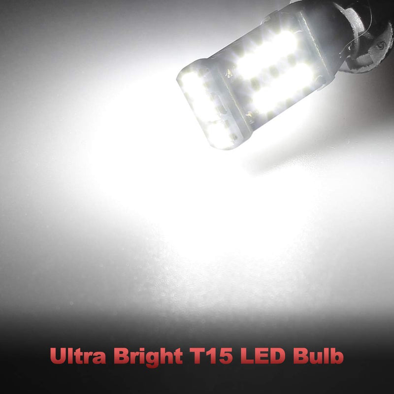 Yorkim 912 921 LED Bulb, Backup Light Bulbs High Power 2835 15-SMD Chipsets Extremely Bright Error Free T15 906 W16W for Back Up, Reverse, Tail, Brake Lights, 6000K White, Pack of 4 - LeoForward Australia