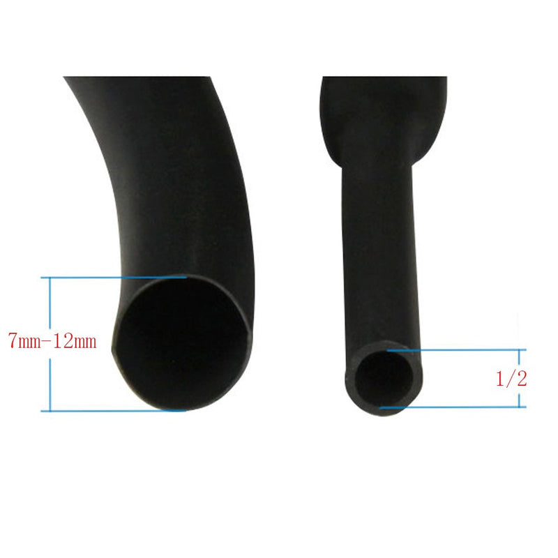  [AUSTRALIA] - ROOS 5 Pcs Black Assorted Heat Shrink Tube 5 Sizes and All are 39.37"/1m (0.28"/7mm,0.31"/8mm,0.35"9mm,0.39"/10mm,0.47"/12mm) M
