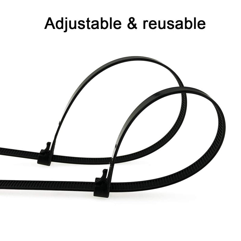  [AUSTRALIA] - 100 Pack of Cable Zip Ties 12 Inch Black Reusable Cable Ties Heavy Duty Nylon Zip Cable Ties Premium Strong Slipknot Tie Wraps for Indoor and Outdoor