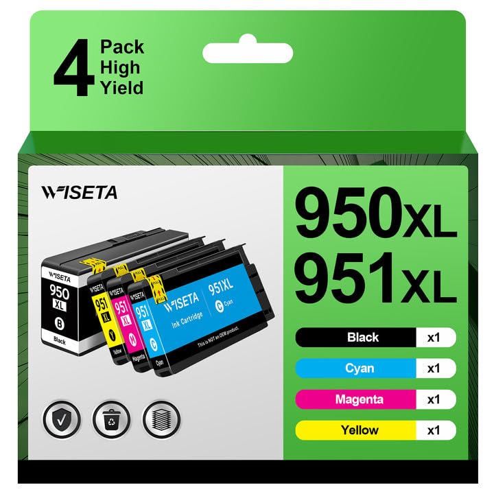  [AUSTRALIA] - 950XL and 951XL Ink Cartridges Combo Pack Compatible for HP 951XL Ink Cartridges Combo Pack use for HP Officejet Pro 8600 8610 8615 8620 8625 276dw 251dw, High Yield (4 Pack)