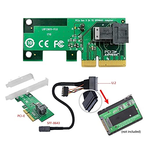  [AUSTRALIA] - Cablecc PCI-E 3.0 4.0 to SFF-8643 Card Adapter and U.2 U2 SFF-8639 NVME PCIe SSD Cable for Mainboard SSD Green 8643-PCIE Adapter+ Black 8643-8639 Cable