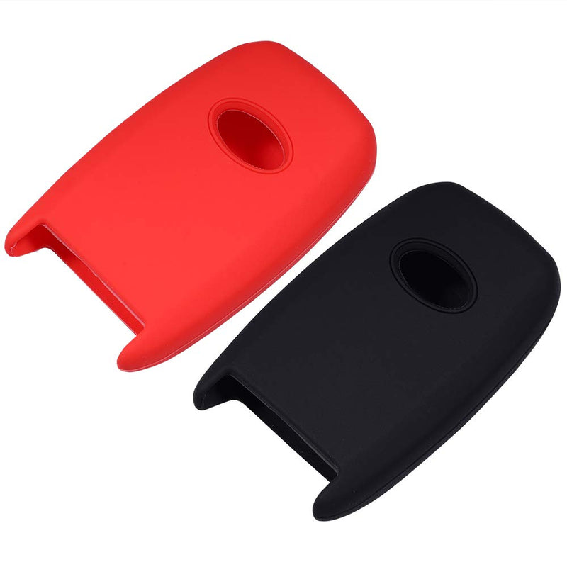  [AUSTRALIA] - Lcyam Kia Silicone Remote Key Fob Cover Smooth Soft Rubber Case 4 Button for Kia Sorent Niro Optima Sportage Forte Seltos (Black Red) Black Red