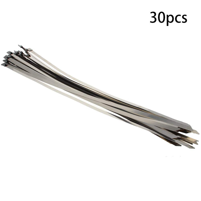  [AUSTRALIA] - MroMax 30PCS 17.72" x 0.31" Stainless Steel Cable Tie 304 Stainless Steel Self-locking Multi-purpose Metal Exhaust Sleeve Tie 7.9x450mm