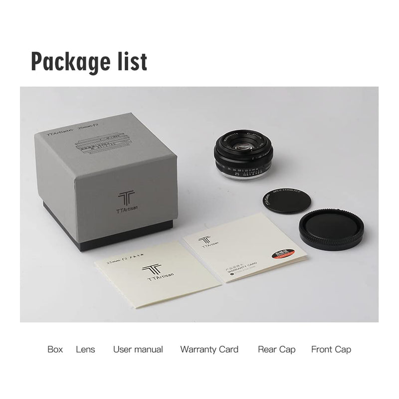 [AUSTRALIA] - TTArtisan 25mm f2 APS-C Manual Focus Camera Lens Compatiable with Fuji X Mount X-A1 X-A10 X-A2 X-A3 X-A5 X-A7 X-M1 X-M2 X-H1 X-T1 X-T10 X-T2 X-T20 X-T3 X-T4 X-T100